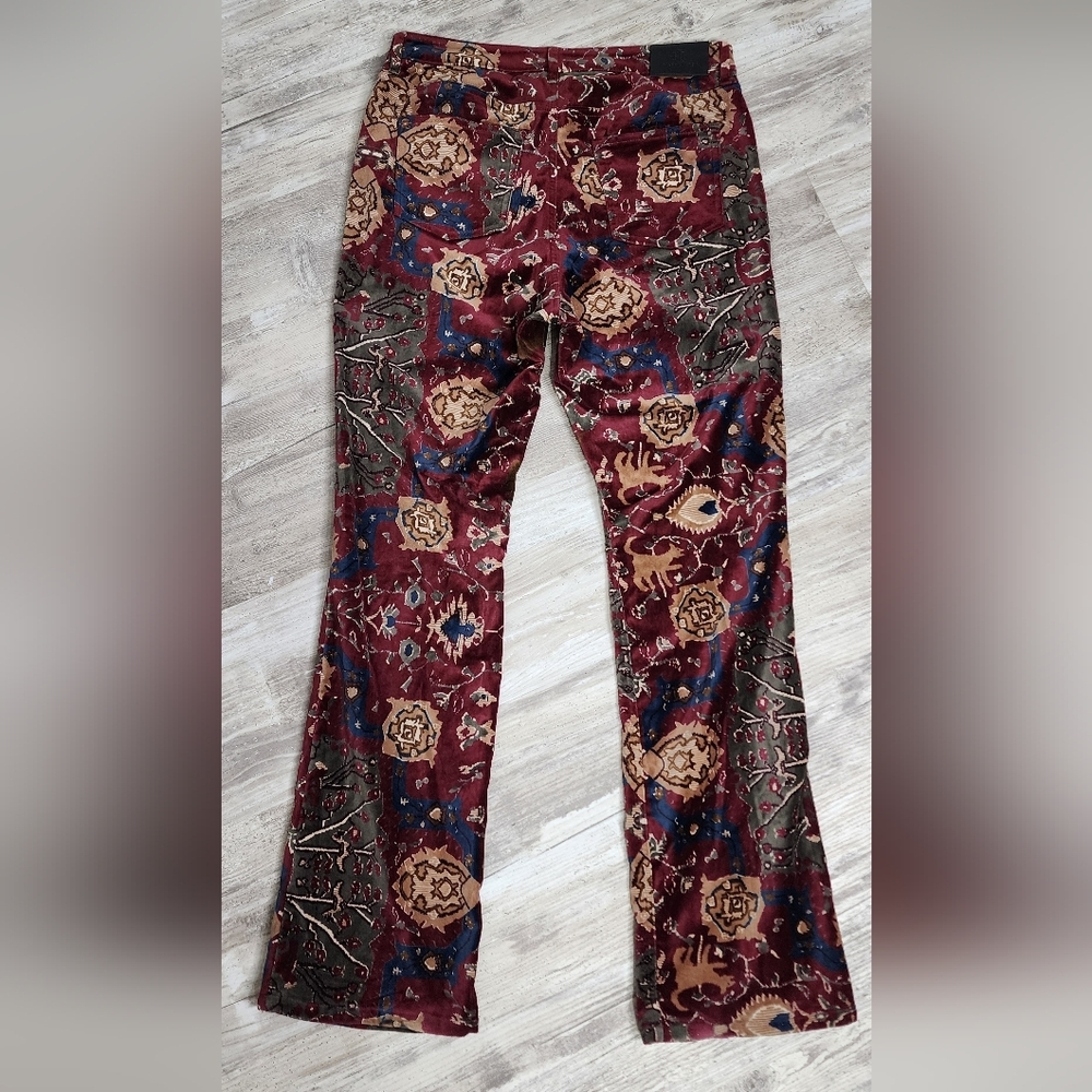 Lauren Ralph Lauen Womens Bold Print Velvet High-Rise Boot Cut Pants Size 12 - Picture 4 of 10